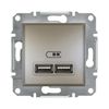 Asfora USB töltőaljzat A+A 2/ki 2100mA-max. 5V süllyesztett bronz Schneider - EPH2700269