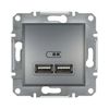 Asfora USB töltőaljzat A+A 2/ki 2100mA-max. 5V süllyesztett nemesacél Schneider - EPH2700262